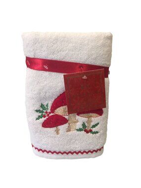 Beekman Home Holiday Dimensional Mushrooms Hand Towels Set of 2